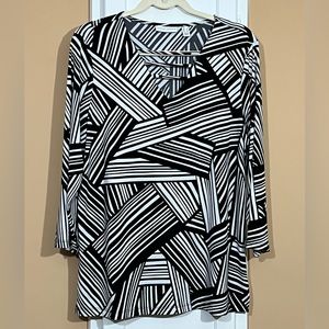 Susan Graver Liquid Knit B-Neck Top with 3/4 Length Sleeves